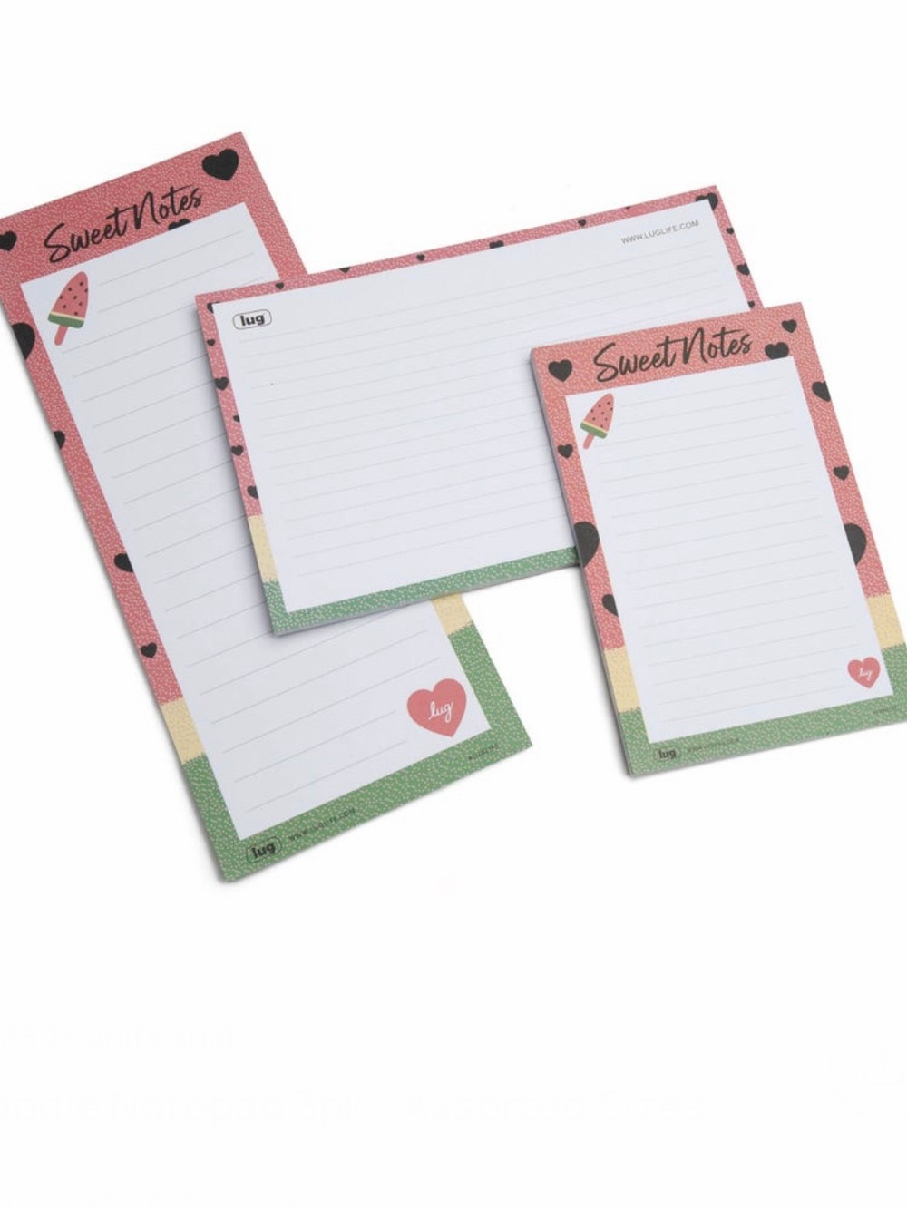 Lug Doodle Notepad 3pk - Assorted Sizes Popsicle Pink